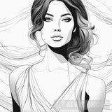 Black And White Line Drawing Woman Ai Artwork