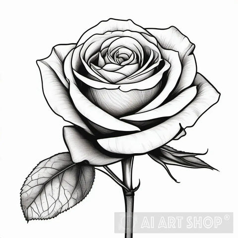 Black And White Rose Ai Artwork