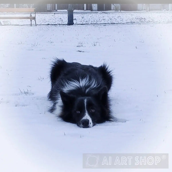 Black dog on white