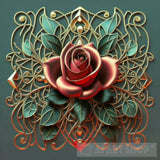 Black Geometric Rose Embellished With Intricate Detailing And Elegant Rings Ai Artwork