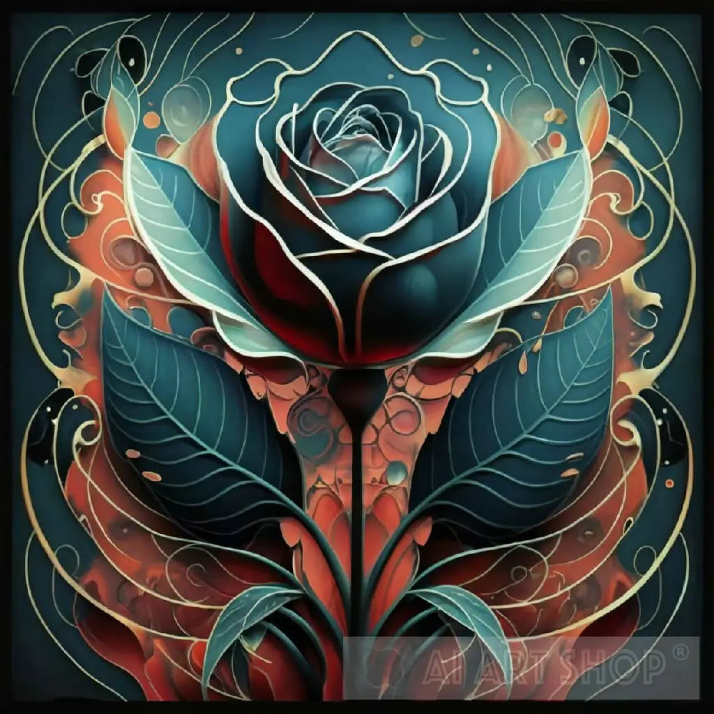 Black geometric rose embellished with intricate detailing and elega...