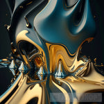 Black - Gold Silver Abstract Ai Art