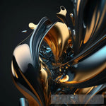 Black - Gold Silver Abstract Ai Art