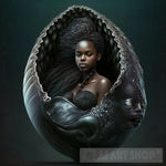 Black Mermaids In Seashells Ai Artwork