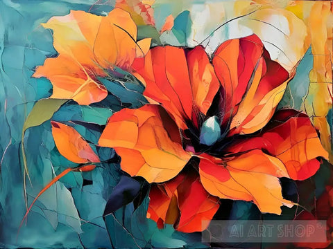 Blooming Orange Flower Abstract Ai Art