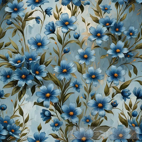 Blue Blossoms Ai Artwork