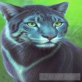 Blue Cat Neon Panther Animal Feline Animal Ai Art