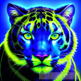 Blue Cat Neon Panther Animal Feline Animal Ai Art