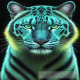 Blue Cat Neon Panther Animal Feline Animal Ai Art