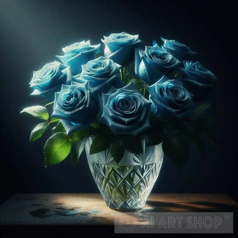 Blue Roses Still Life Ai Artwork