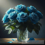 Blue Roses With Fallen Petals Ai Artwork