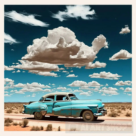 Blue Sky And Car#1 Abstract Ai Art