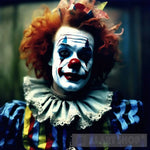 Blue Striped Clown Portrait Ai Art