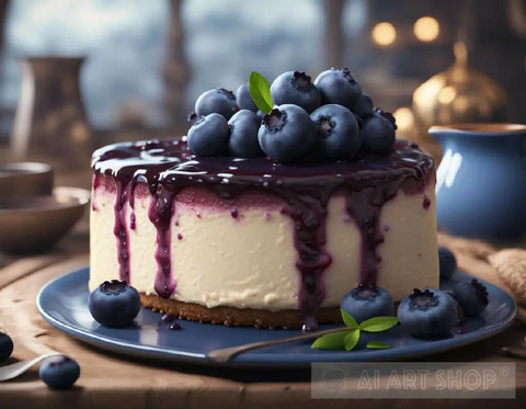 Blueberry Cheesecake Ai Artwork