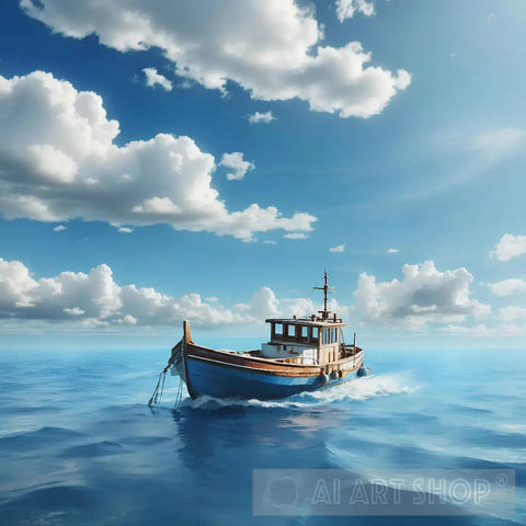 Boat In The Sea Nature Ai Art