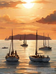 Boats In The Sunset Ai Artwork