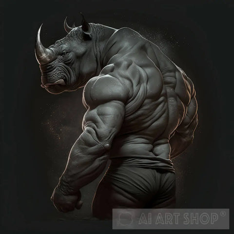 Bodybuilder Rhino Back Animal Ai Art