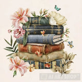 Books And Flowers Ai Artwork