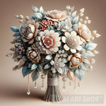 Bouquet Of Flowers With Diamond Ai Artwork