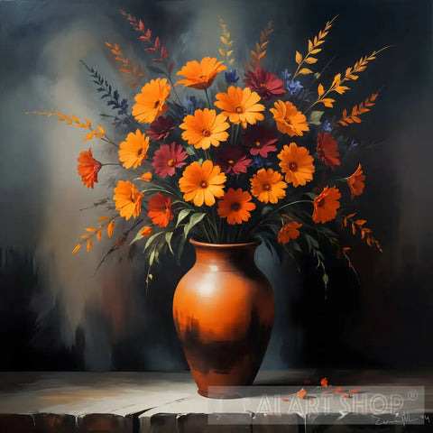Bouquet Of Orange Flowers Ai Painting