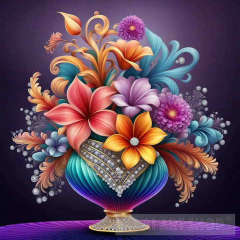 Bouquet With Flowers In A Vase 1 Ai Artwork