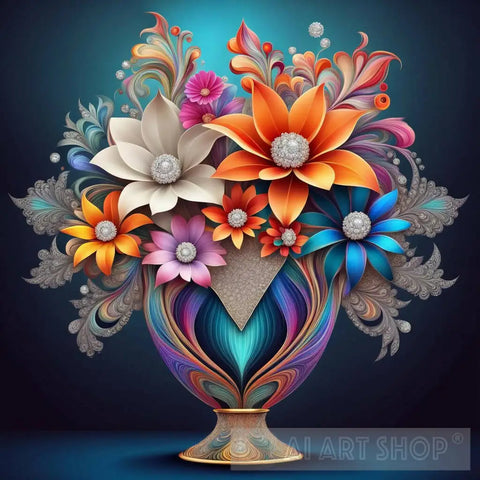 Bouquet With Flowers In A Vase 2 Ai Artwork