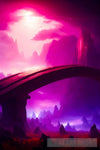 Bridge On An Alien Planet With Purple Lighting Landscape Ai Art