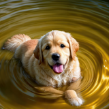 7 Images - Water Influence Golden Retriever AI Images