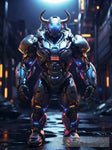 Bull In Cyborg Body #1 Ai Artwork