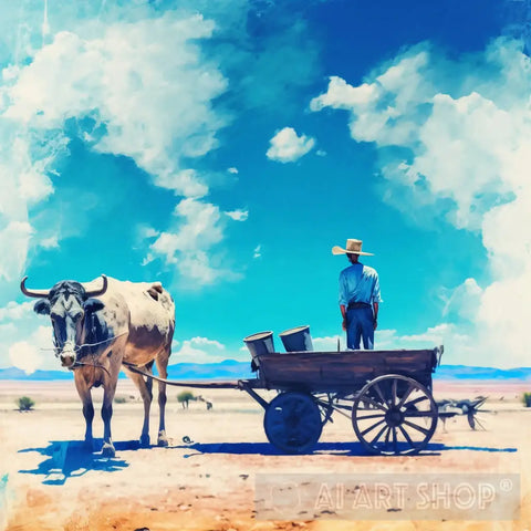 Bullock Cart Abstract Ai Art