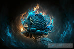 Burning Blue Rose 2 Nature Ai Art