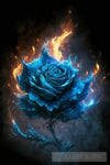 Burning Blue Rose Nature Ai Art