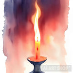 Burning Candle In The Dark Modern Ai Art