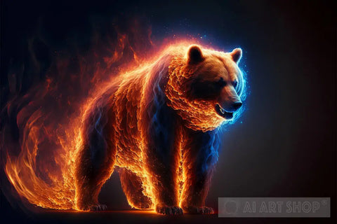 Burning Fire Animal Bear 3 Animal Ai Art