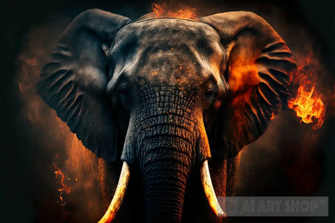 Burning Fire Animal Elephant 2 Animal Ai Art