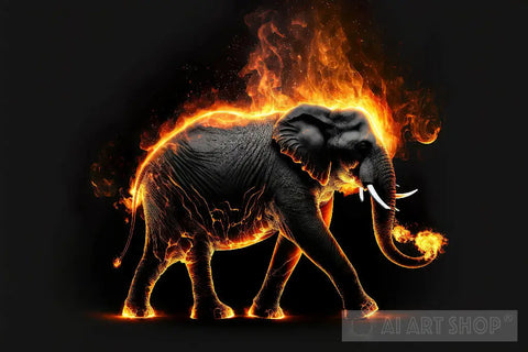 Burning Fire Animal Elephant Animal Ai Art