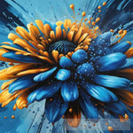 Bursting Blue And Gold Flower Abstract Ai Art