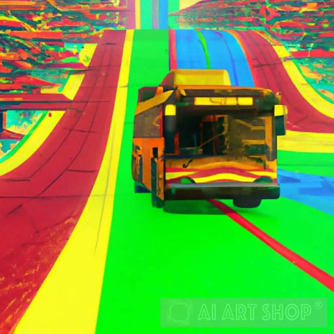 Bus On Rainbow Road Ai Artwork