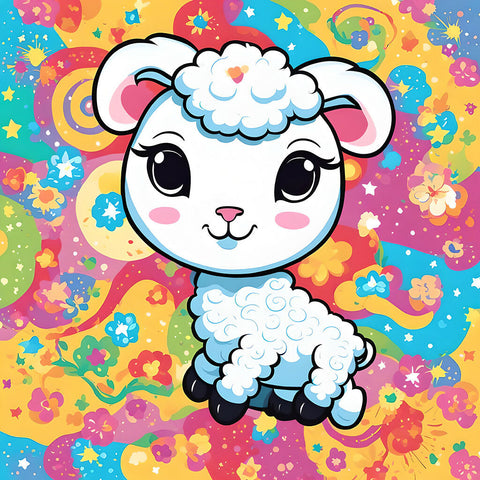 Cute lamb on a colorful background copy