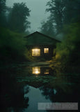Cabin In The Mountains Ai Artwork