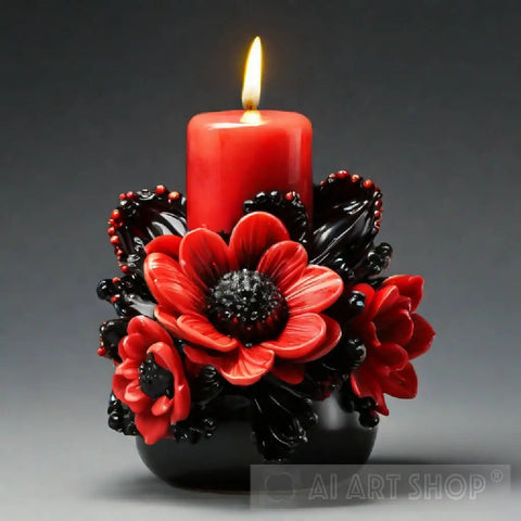 Candle Flower Red And Black. Ai Artwork