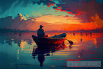 Canoe On Lake Impressionism Ai Art