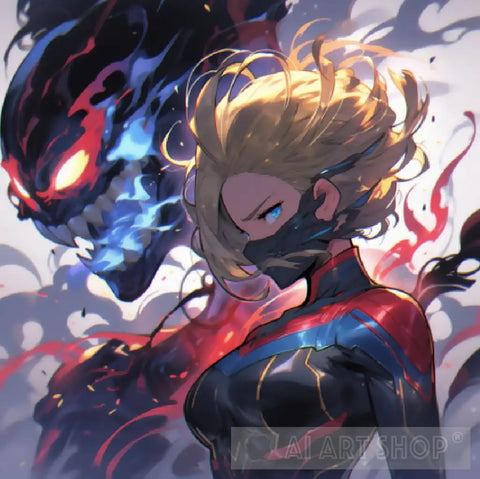 Captain Marvel + Symbiote Ai Artwork