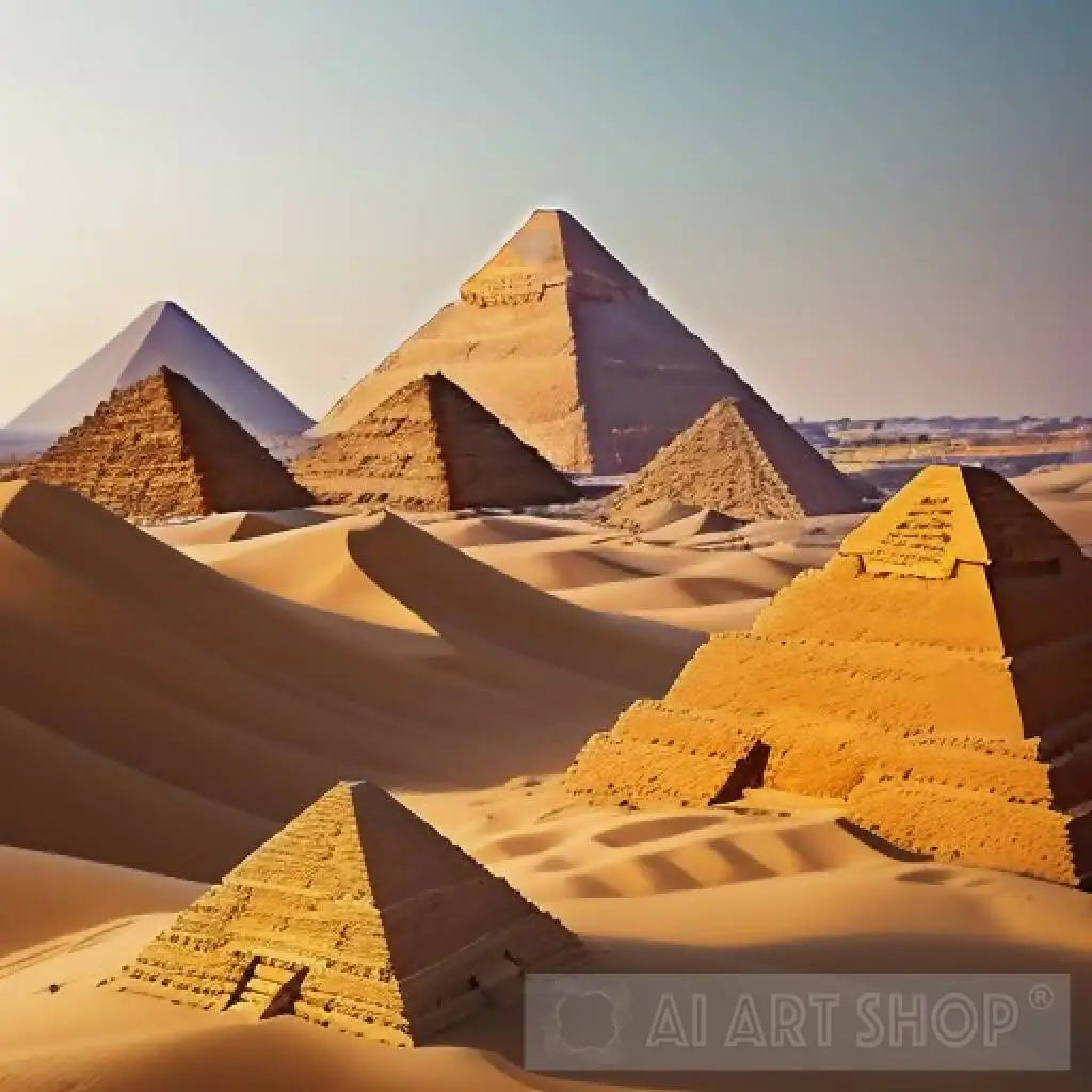 Pyramids Potrait Image Captivating Depiction Ancient Majesty Egyptian Pyramids