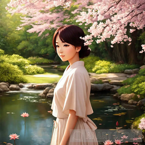 Captivating Japanese Anime Girl Contemporary Ai Art