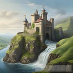 Castle By The Waterfall Ai Artwork