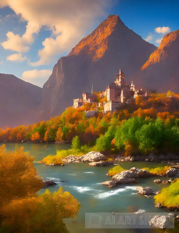 Castle In Autumn Ai Painting