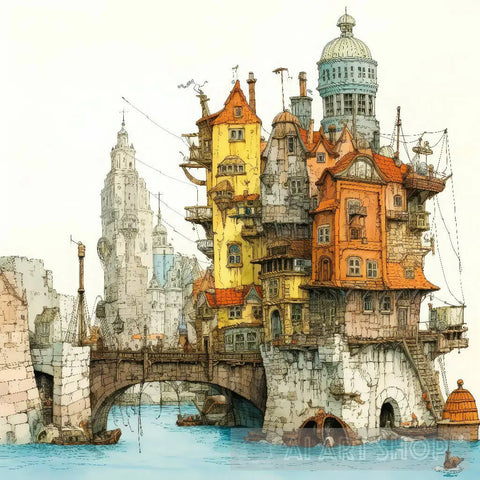 Castle On The Water Architecture Ai Art