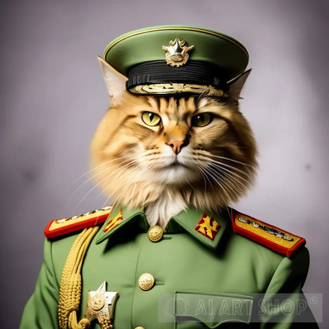 Cat As A Pakistani General. Portrait Ai Art