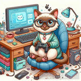 Cat Gamer Cartoon Animal Ai Art